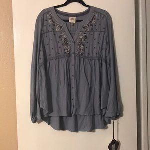 NWT Knox Rose Peasant Hi Lo Blouse Size XXL